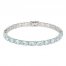 Blue Topaz & White Lab-Created Sapphire Bracelet Sterling Silver 7.25"