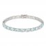 Blue Topaz & White Lab-Created Sapphire Bracelet Sterling Silver 7.25"