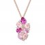 Rose Quartz & Lab-Created Sapphire Necklace 10K Rose Gold
