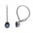 Blue Sapphire & Diamond Hoop Earrings 1/15 ct tw Oval/Round-Cut 10K White Gold