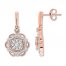 Diamond Flower Earrings 3/4 ct tw Round-cut 14K Rose Gold