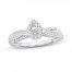 Diamond Engagement Ring 3/8 ct tw Pear/Baguette/Round 14K White Gold