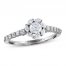 Adrianna Papell Diamond Engagement Ring 5/8 ct tw Round/Marquise 14K White Gold
