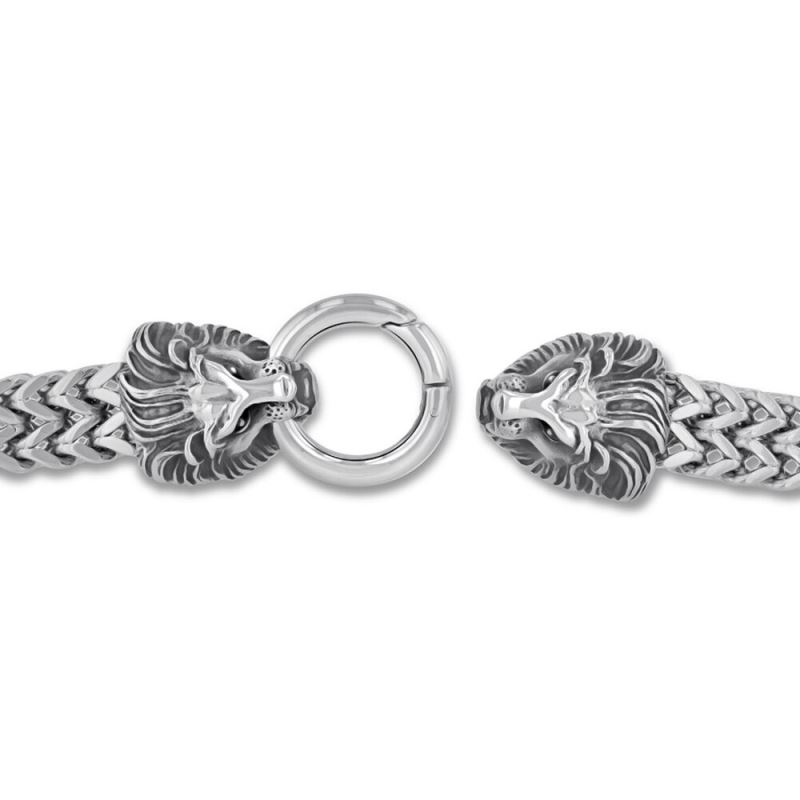 Men's Link Chain & Lion Head Bracelet Stainless Steel