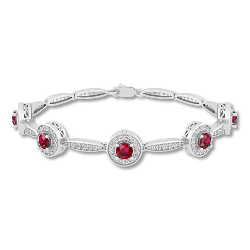 Lab-Created Ruby Bracelet Lab-Created Sapphires Sterling Silver