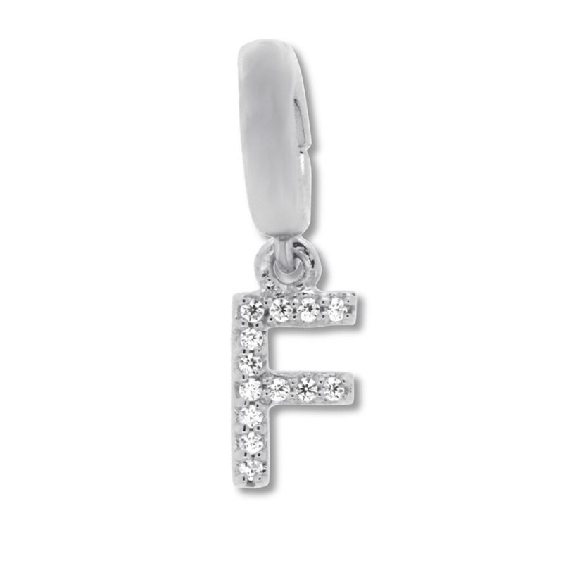 True Definition Letter F Initial Charm 1/20 ct tw Diamonds Sterling Silver