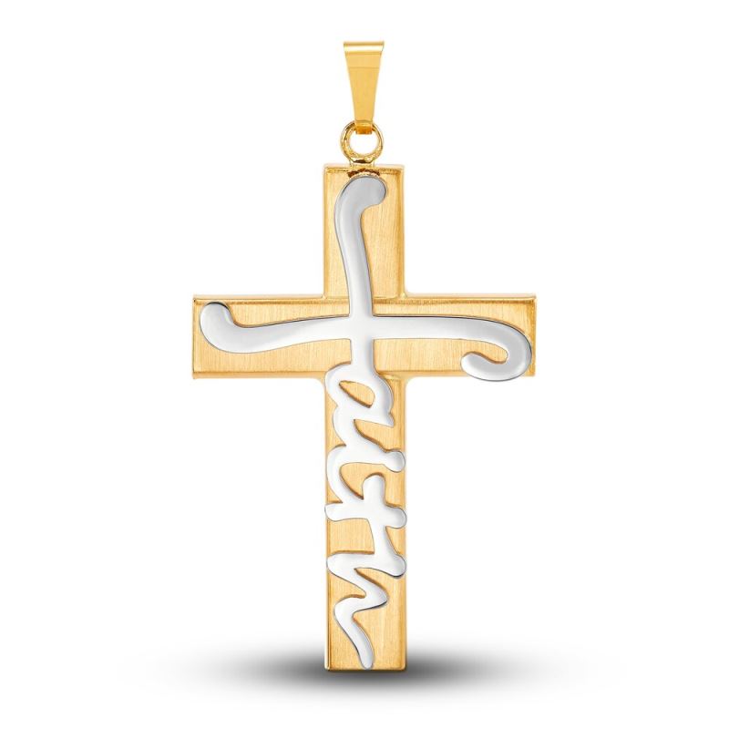 Faith Cross Charm 14K Two-Tone Gold