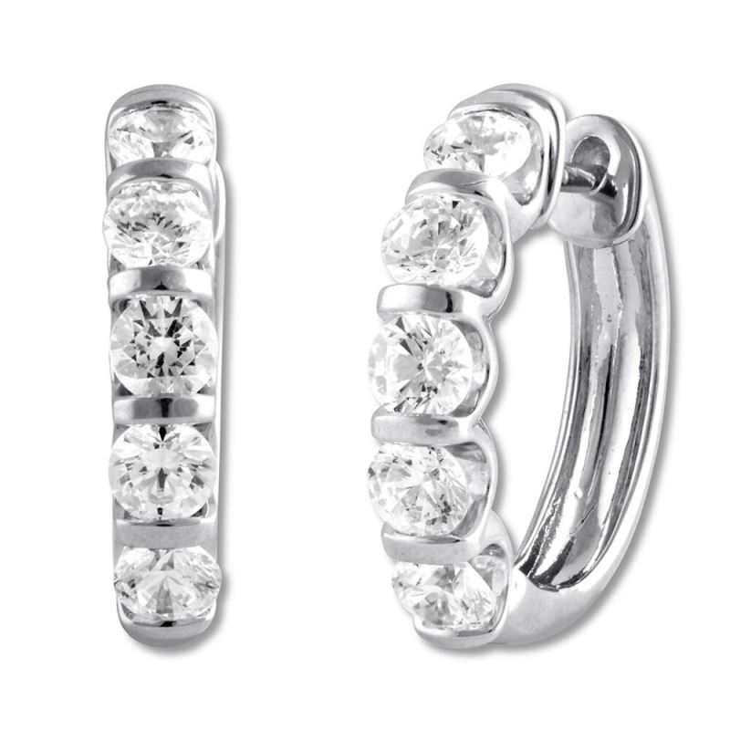 Diamond Hoop Earrings 2 Carats tw 14K White Gold