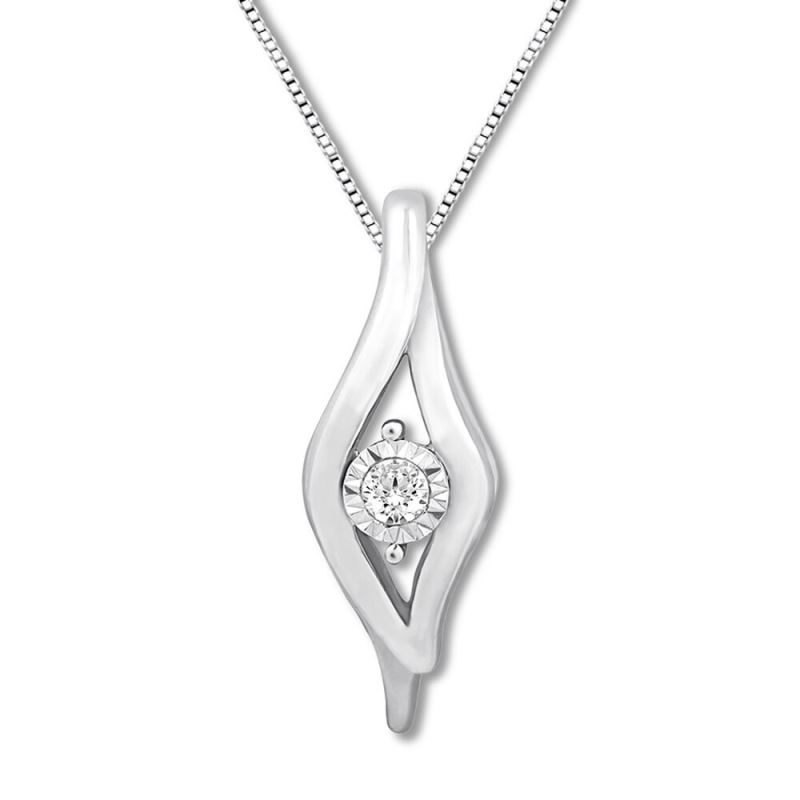 Diamond Necklace 1/20 Carat Round-cut Sterling Silver