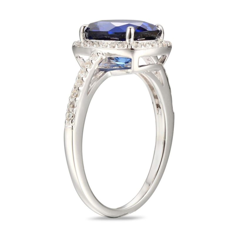 Blue & White Lab-Created Sapphire Ring Sterling Silver ...